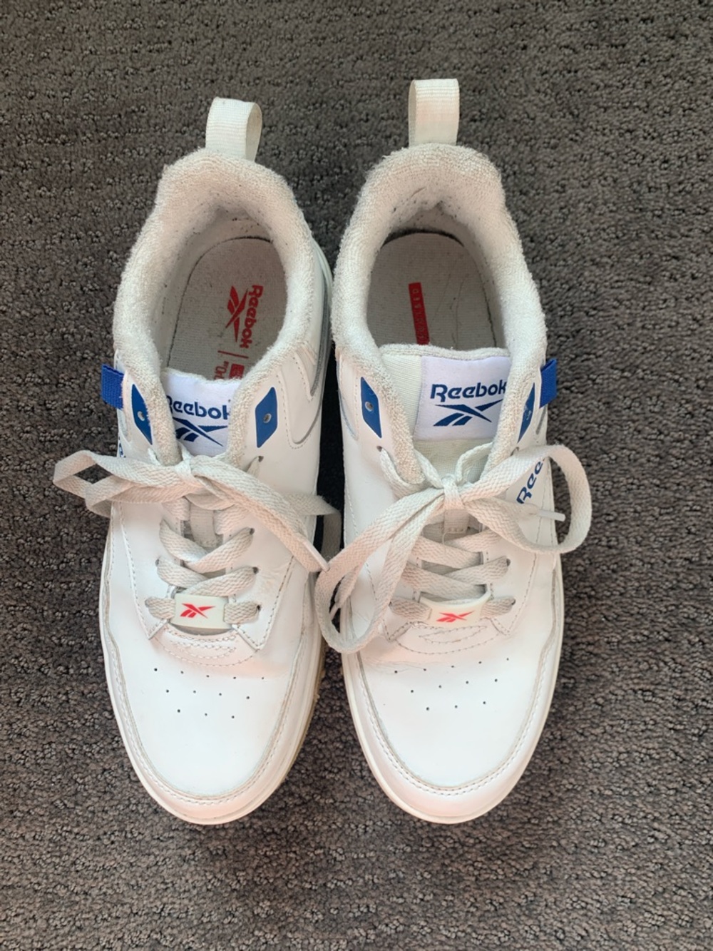 Reebok Women's White Blue Accent Sneakers